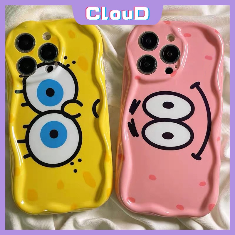 Casing SpongeBob Kartun Untuk Realme C11 C3 C17 C25s 5s 6i 7i 5 5i C35 C55 C30 C25 C25Y C33 C31 C21Y C20 C15 C21 C20A C12 3D Wavy Curved Edge Glossy Cute Patrick Star Soft Case