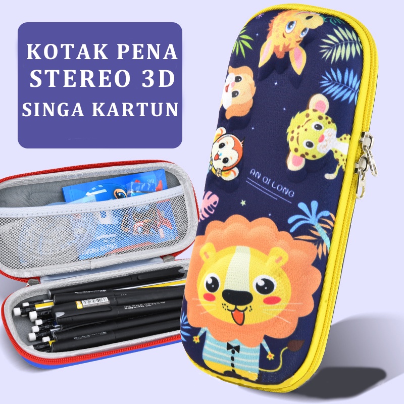 Tempat Pensil Anak Kotak Alat Tulis Kartun Tiga Dimensi 3D Ritsleting Pena Kasus