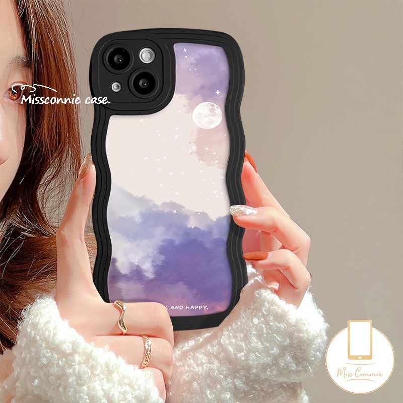 Case Pasangan Untuk Infinix Hot10 11s 10s 20s 9 12i 10Lite 8 12 Pro Hot 11 12 9 10 Main Cerdas4 6 5plus Note 12 G96 10 Pro Fantasi Langit Berbintang Bulan Bergelombang Tepi Lembut Sarung TPU