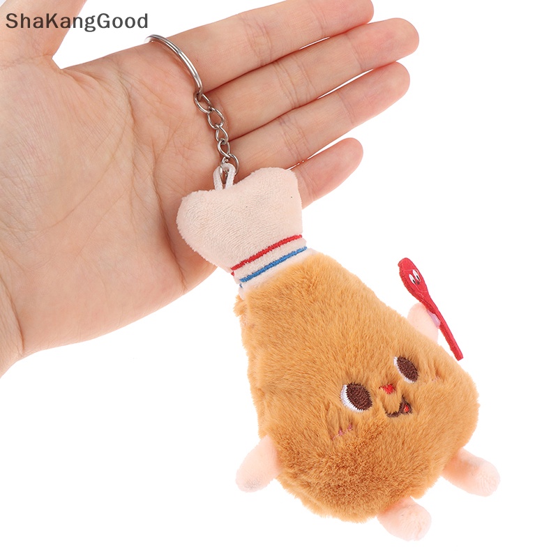 Selip 1Pc Makanan Plush Gantungan Kunci Hamburger Hot Dog French Fries Boneka Liontin Mainan SKK