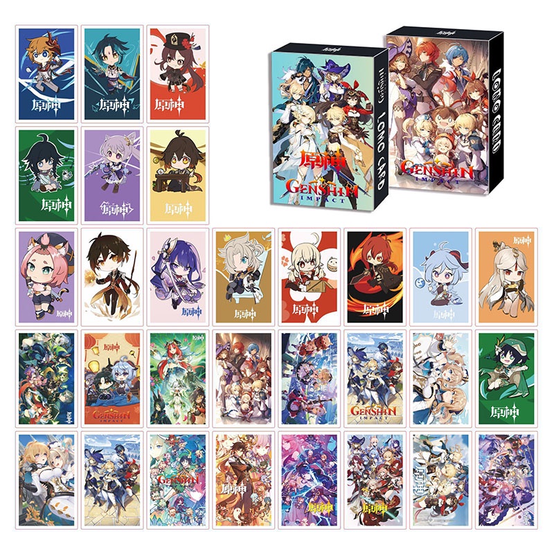 30pcs /box Game GenShin LOMO Card Aether Lumine Traveller Karakter Papan Pola Foto Main Game Card Mainan Collections