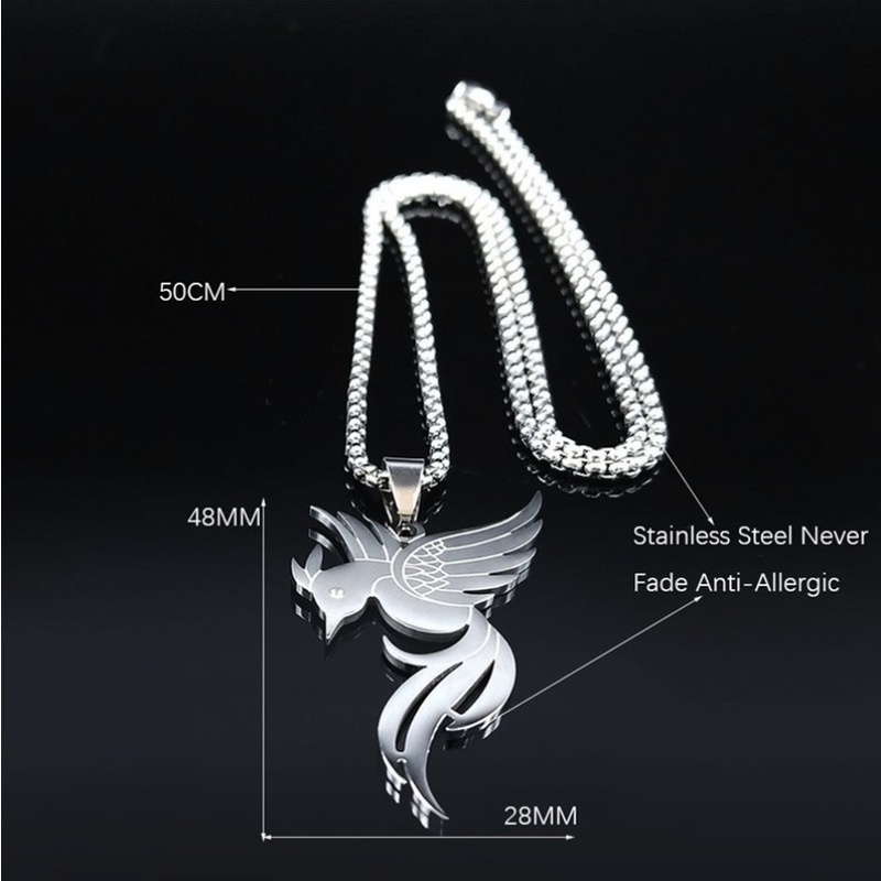 Zh Perhiasan Hip Hop Stainless Steel Hummingbird S925 Perak Liontin Pria Dan Wanita Kalung Aksesoris Pesta