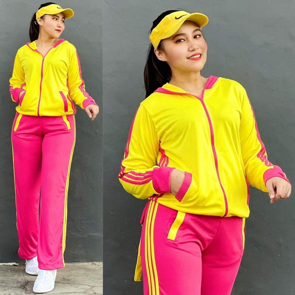 Stelan Baju Senam Aerobic Zumba Jumbo Big Size Set Olahraga Panjang Hijab Muslim Setelan Gowes Cycli