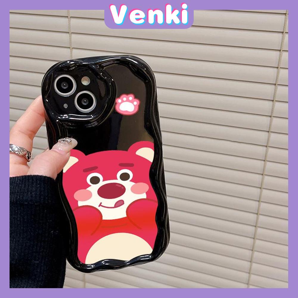 VENKI - For iPhone 11 iPhone Case 3D Curved Edge Glossy Black TPU Airbag Shockproof Camera Case Cute Pink Bear Compatible with iPhone 14 13 Pro max 12 Pro Max xr xs max 7Plus 8Plus