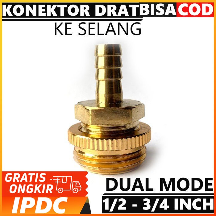 Konektor Sambungan Selang Ke Pipa Ukuran 1/2 sampai 3/4 Inch Drat Luar