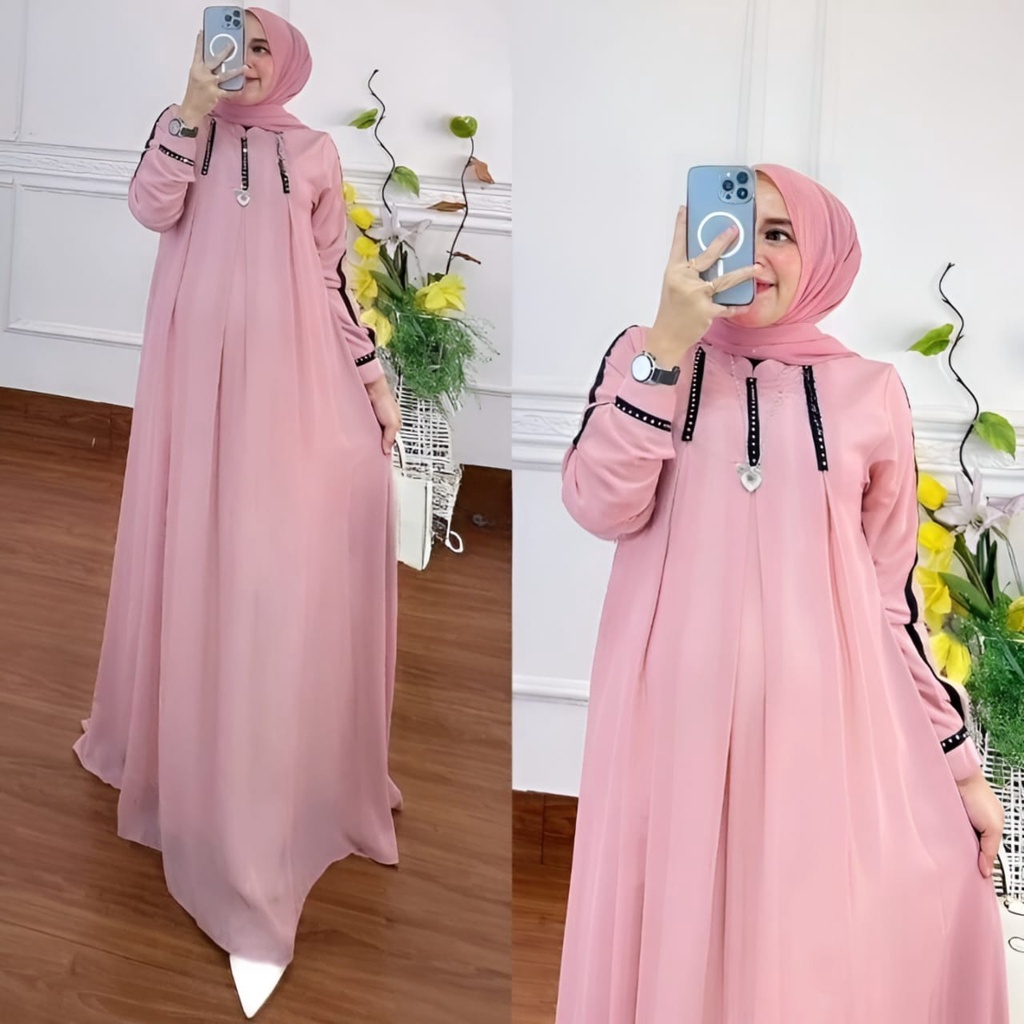 Jasmine Maxy Gamis Muslim Kondangan Size XL Besar l Dress Wanita Muslimah Jumbo Premium