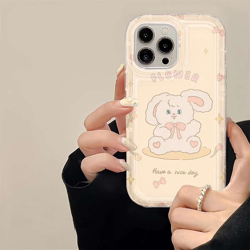 IPHONE Kelinci Lucu Soft Phone Case Kompatibel Untuk Iphone14 13 11 12 Pro XS Max X Xr7 +8 Plus Casing TPU Silikon Shockproof Cover