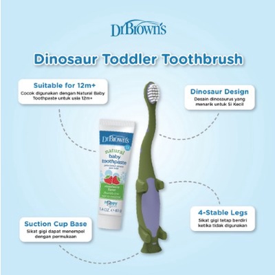 Dr.Brown's Toddler Toothbrush, 1-pack / Toothbrush Baby / Sikat Gigi Bayi / Sikat Gigi Anak Karakter / Sikat Gigi Bayi Silicone Bulu Halus