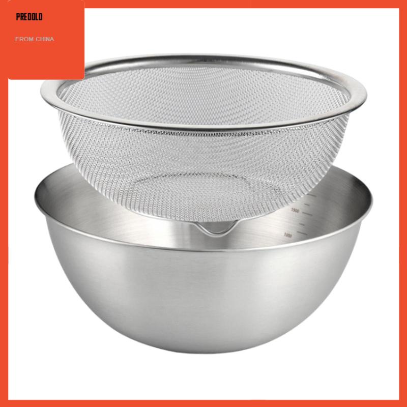 [Predolo] 2buah Colander Bahan Stainless Steel 304buah Dengan Mixing Bowl Untuk Buah