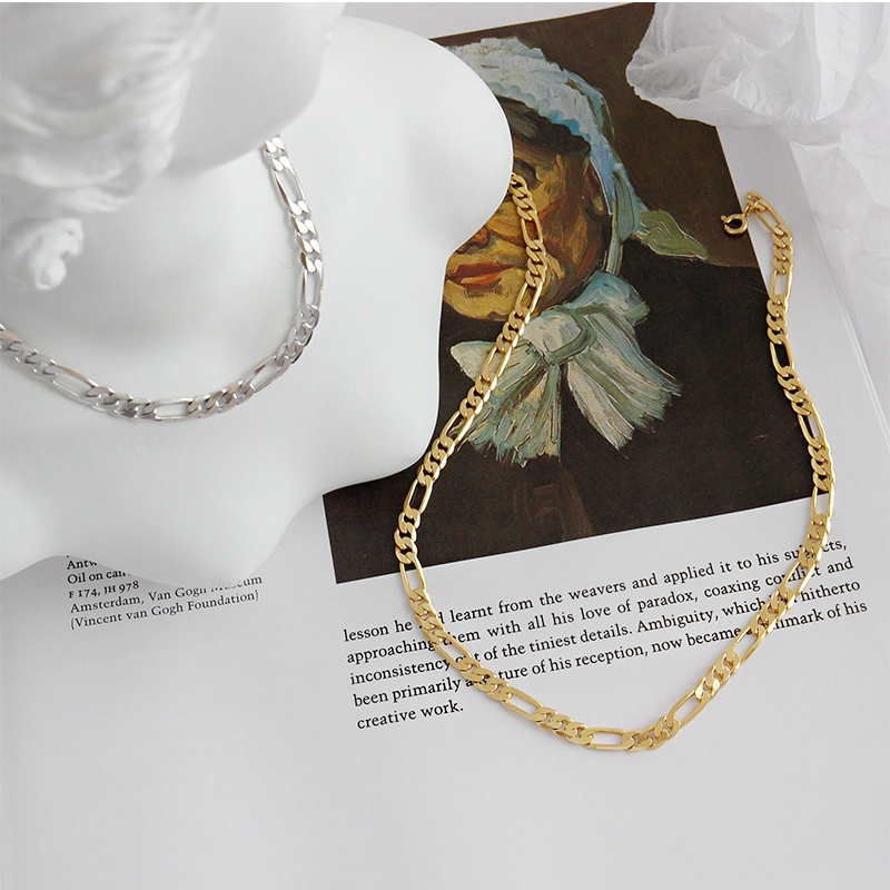 3.5mm S925 Sterling Silver Kalung Rantai Perak Pribadi Rantai Emas 18 K Keren Sederhana Wanita Klavikula Kalung Perhiasan Hadiah