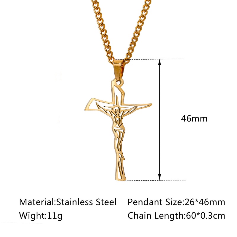 Z H Perhiasan Lapis Emas 18K 24K Gold S925 Perak Vintage Punk Exorcism Cross Pendant Pria Dan Wanita Fashion Anti Karat Kalung Hip Hop Baja Titanium Aksesoris Pesta