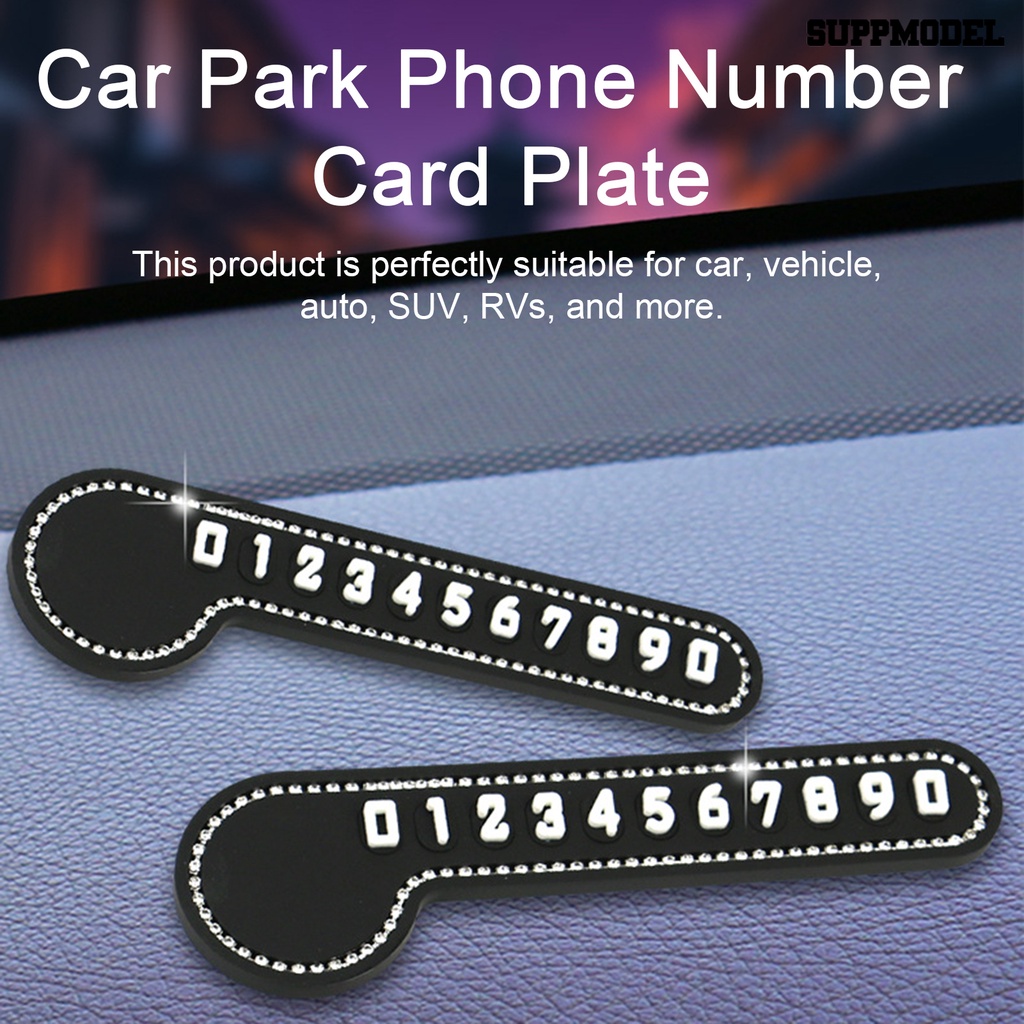 [SM Auto] 1set Kartu Parkir Sementara Mobil Musik Note Bentuk Berlian Imitasi Mobil Taman Telepon Nomor Kartu Plat Aksesoris Mobil