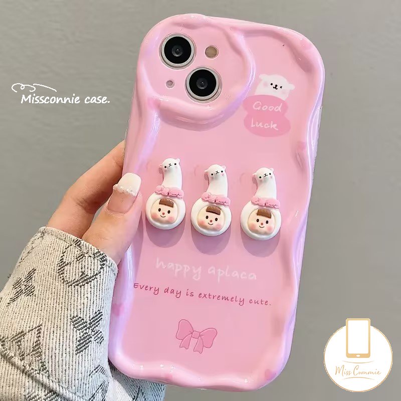 IPHONE Boneka 3D Kelinci Lucu Beruang Fantasi Awan Bintang Glossy Bergelombang Lengkung Tepi Case Cocok Untuk Iphone7 6 6s 8plus11 14 13 12 Pro Max X XR XS Max 7Plus SE 2020 Lembut Segar Bunga Cover