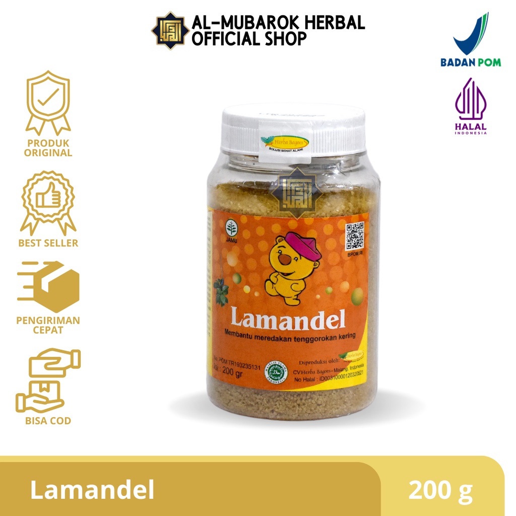 

LAMANDEL BOTOL 200 gram - Obat Herbal Minuman Bubuk Atasi Amandel Radang dan Sakit Tenggorokan Kering Peradangan Flu Batuk Anak Dewasa 200gr Ampuh Alami Original