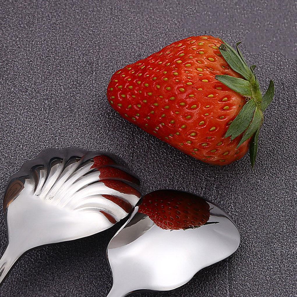 6buah Sendok Stainless Steel Dapat Dicuci Reusable Warna Solid Halus Pengganti Ergonomis Ice cream Scoop Sendok Teh