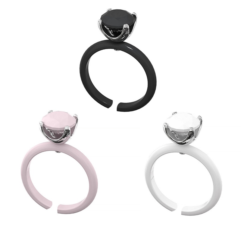 Cincin Keramik Kristal Wanita Batu Cubic Zirconia Warna Hitam/Putih Perhiasan Wanita Pertunangan Pernikahan Rings Hadiah