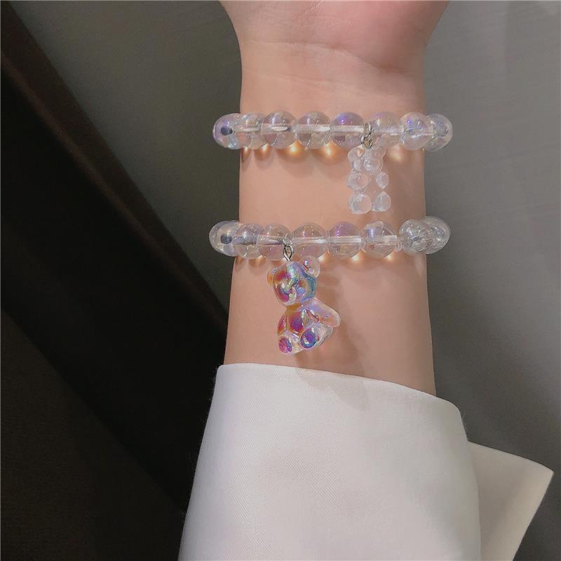 Gelang Manik Bulat Symphony Versi Korea Lucu Lembut Gadis Beruang Menyenangkan Mahasiswa Gummy Bead Rantai Pacar Pasangan Gelang Tali Rambut