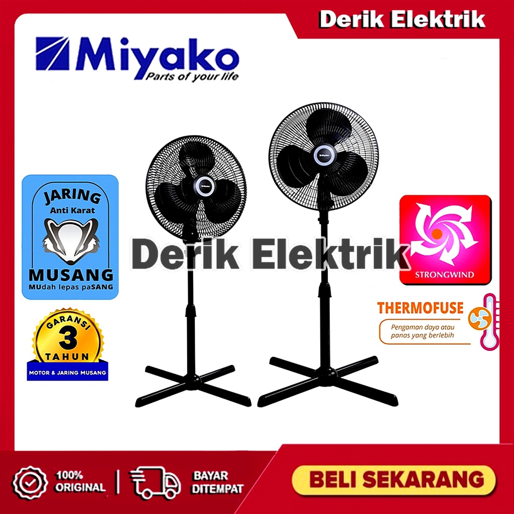 STAND FAN / KIPAS ANGIN MIYAKO KAS1606XPL / KAS-1606 XPL / KAS 1606 X PL (16 INCH) GARANSI RESMI