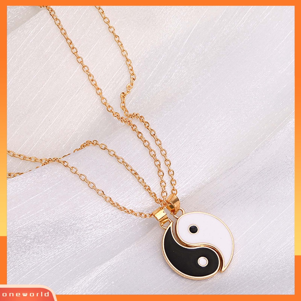 [ONE] 2pcs/set Kalung Rantai Tai Chi Liontin Pasangan Memorial Stainless Untuk Hadiah