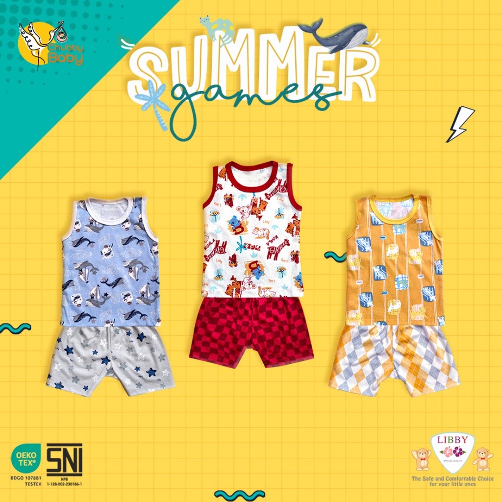 Libby - Summer Games | Setelan Oblong Singlet 3stel