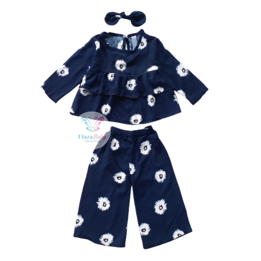 Plazababyku MX MELODY RAYON SETELAN BANDO setelan bayi motif bunga yang lucu free headband