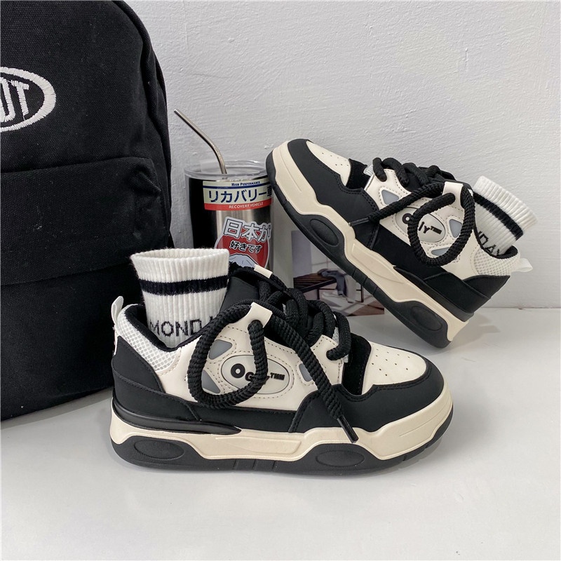 [GROSIR][COD] SEVEN_DAY SEPATU SNEAKERS MODEL ROTI TALI RAMI WANITA KOREA STYLE FQ-219 LIST HITAM