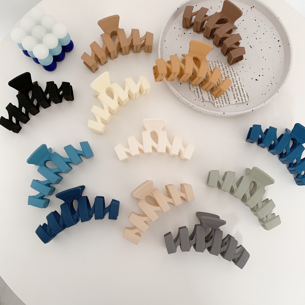 T&amp;YJepit Rambut Wanita Motif Zigzag Doff Jedai Rambut Wanita Besar Jepitan Rambut Salon Cepol Panjang Jumbo Matte Hair Claw Clip Women Aksesoris Rambut Wanita Fashion Korea Import