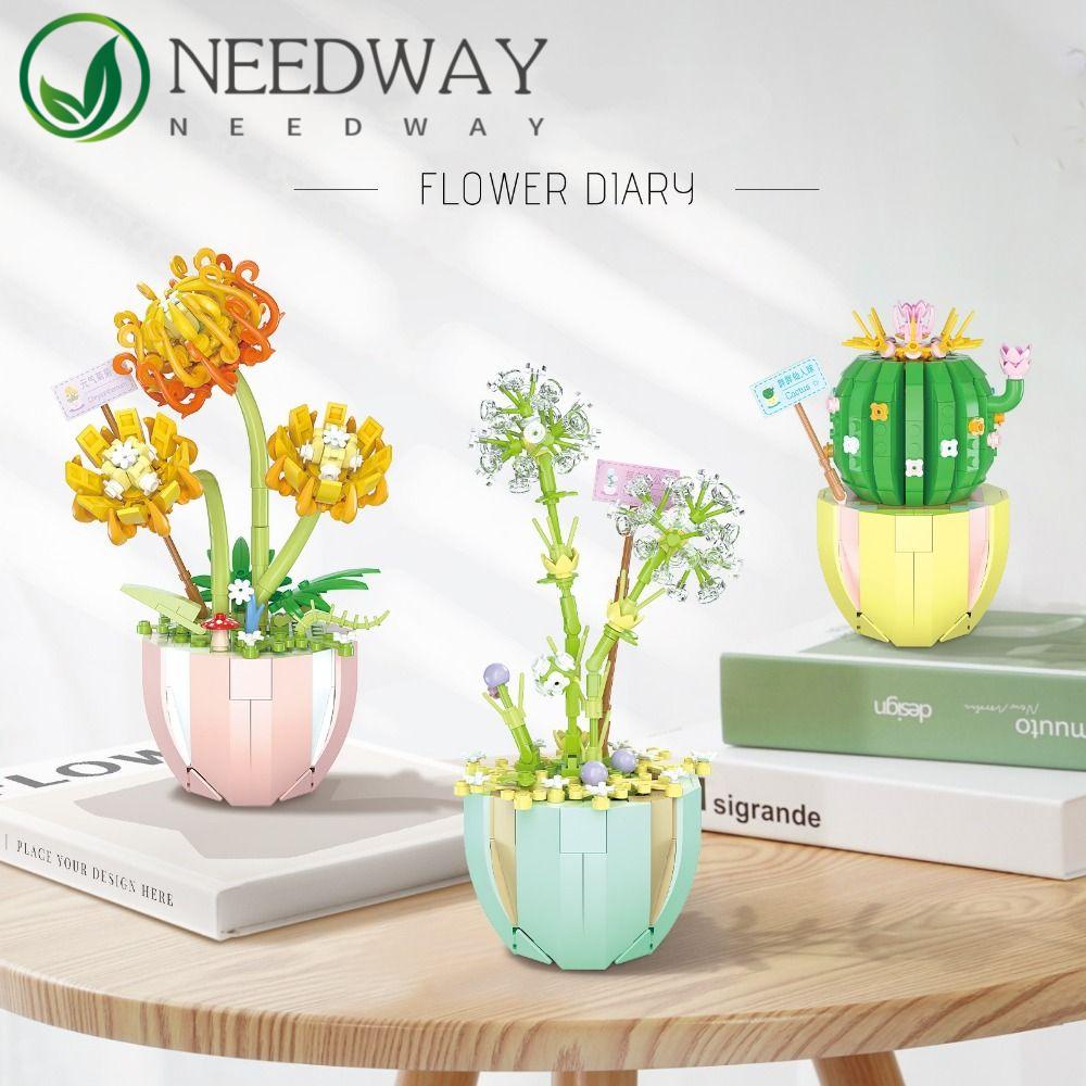 Needway   Building Block Bouquet DIY Mainan Dekorasi Rumah Bunga Mawar Ulang Tahun Masa Kini Romantis Bunga Teratai Majelis Bata Tanaman Blok Bangunan