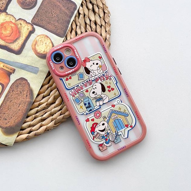 All New Cream Non-slip Camera Protect Soft Case IPhone X XR XS Max 11 12 13 14 Pro Max Women Girl Pretty Cute Snoopy Pochacco Cartoon Phone Case