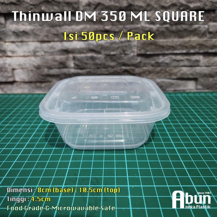 ✨murah✨ -Thinwall DM Square 350ml Isi 50pcs - DM- 1.2.23