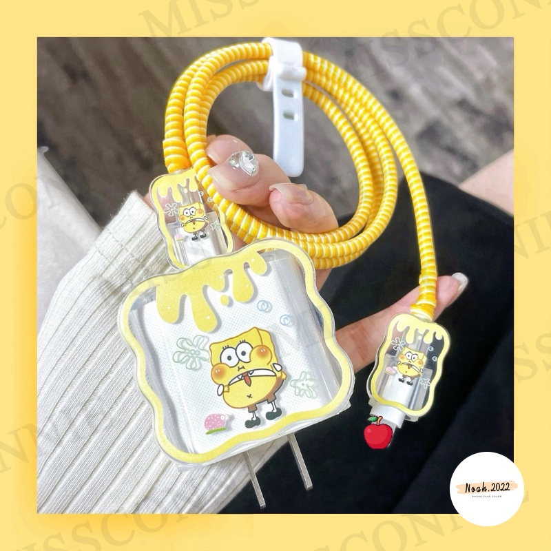 Cute Manyo Toy Story Alien Adaptor Charger Case Kompatibel Untuk Apple18/20W 5in1 Kartun SpongeBob Patrick Star Winding Wire Tie Kabel USB Spring Line Wrap Pelindung Cover