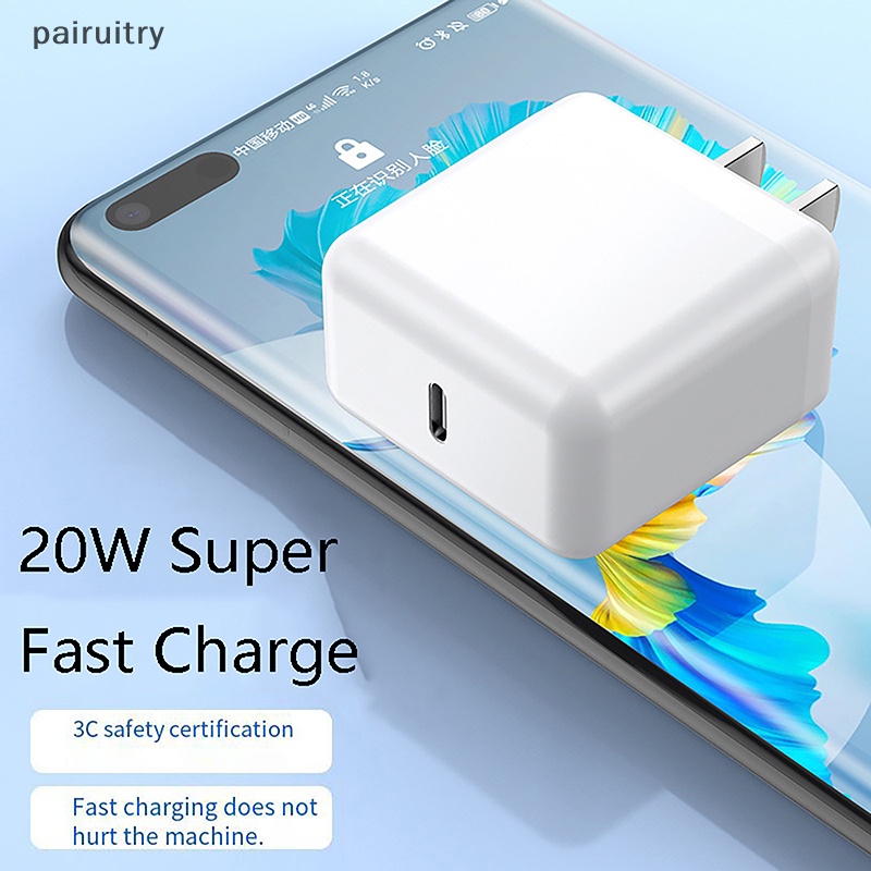 Prt PD 20W Single Dan Dual Port Fast Charging Head Portable Safe Smart Phone Charger Fast Type-C Langsung Charger Untuk Handphone PRT