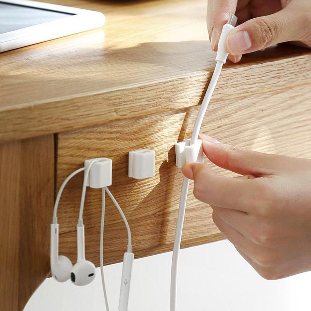 Populer 8pcs Penjepit Kabel Tetap Penjepit Kawat Rumah Tangga Klip Kawat Desktop Manajer Kabel