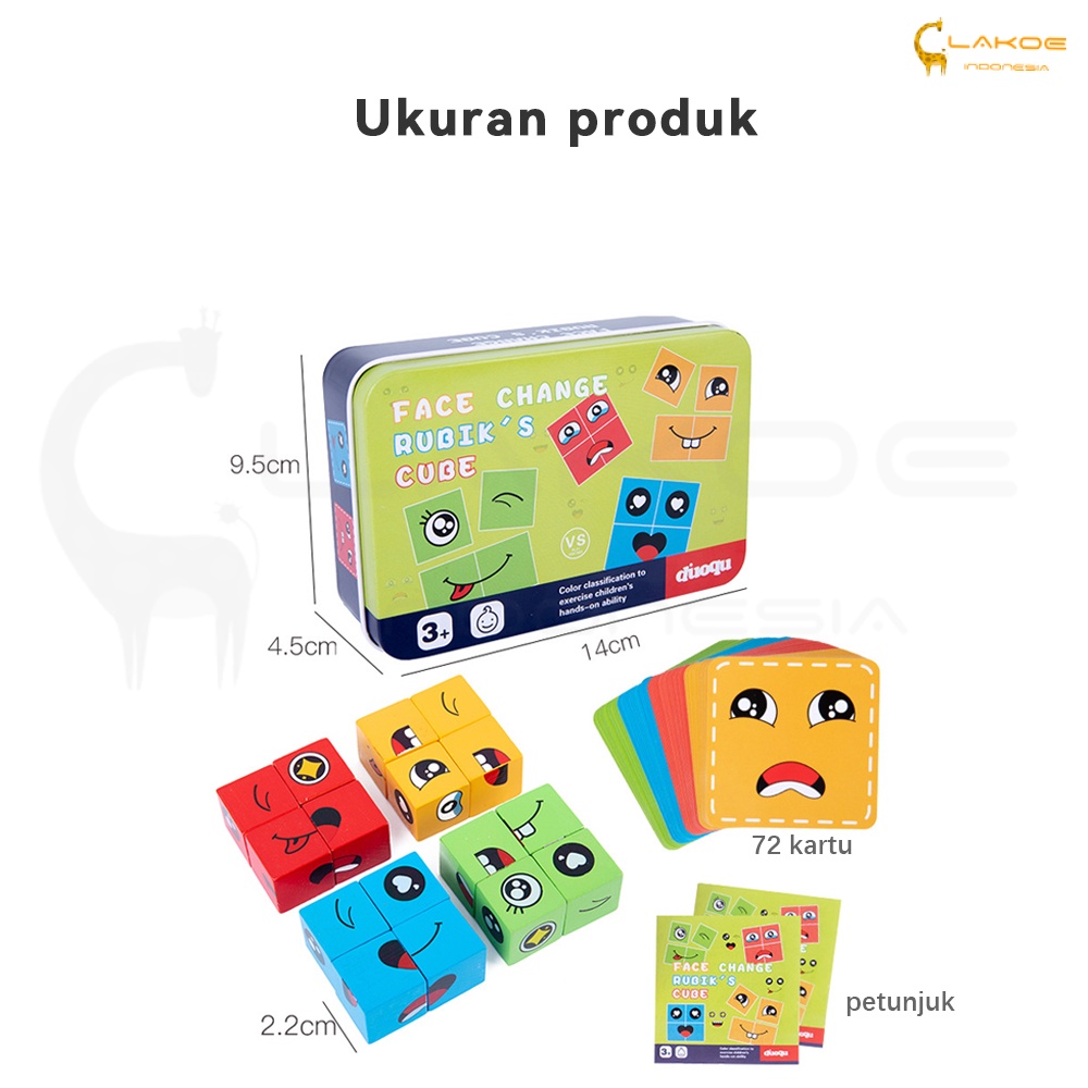 Lakoe Mainan Face Change Rubiks Cube/Mainan Susun Ekspresi Rubik Cube Kartu Bell Game/Puzzle Wajah