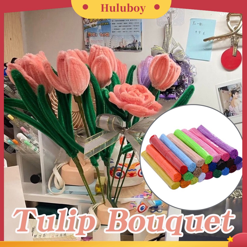 {In Stock} 100Pcs Pembersih Pipa Interaksi Orang Tua-Anak Ada Agen Neon Berbulu Lembut Aneka Karya Seni Kreatif Meningkatkan Kemampuan Tangan
