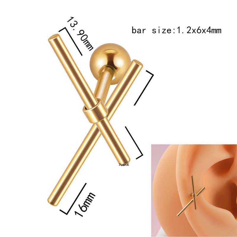 1biji Tragus Garis Tulang Rawan Anting Helix Pinna Lobe Piercing Stailness Steel 16Gauge Barbel