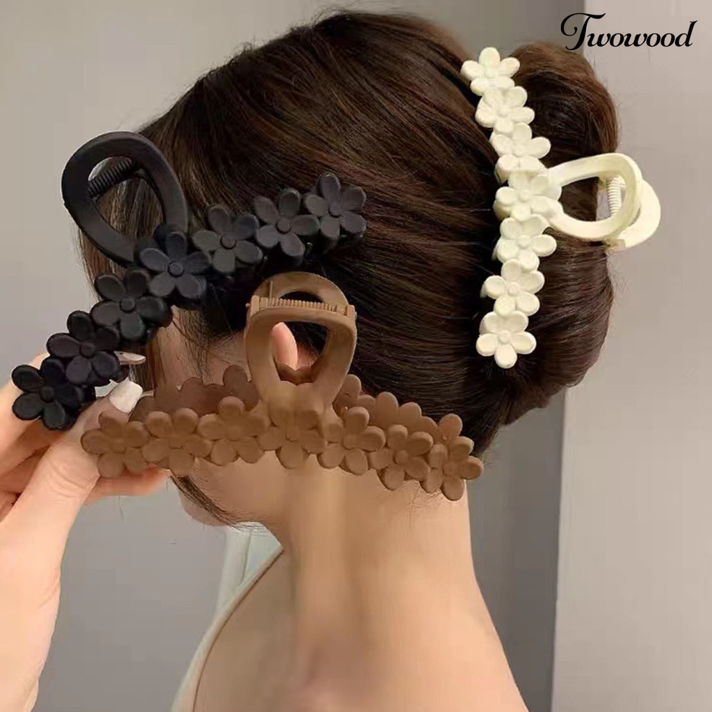 Twowood Wanita Cakar Rambut Warna Solid Anti-slip Bunga Dekorasi Cross Gigi Kokoh Hiasan Rambut Hair Fixing Elastis Spring Hair Gripper