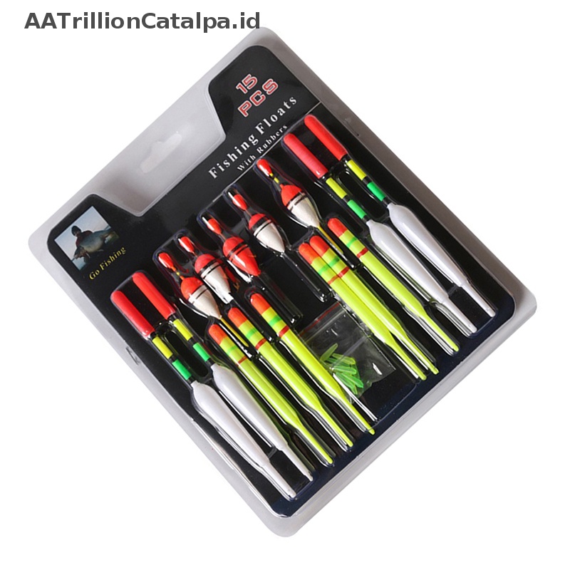 Aatrillioncatalpa 1set (15Pcs) Pelampung Vertikal Pelampung Pancing Laut Aneka Ukuran Untuk Terbanyak Type ID