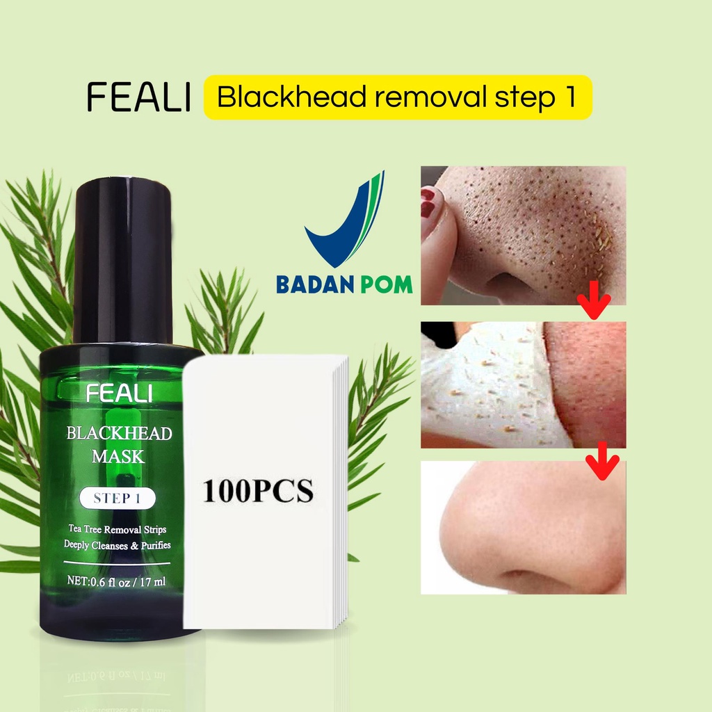 (BPOM) FEALI Blackhead Remover Mask Step1 Peel Off Free Kertas &amp; Step2 Pore Serum