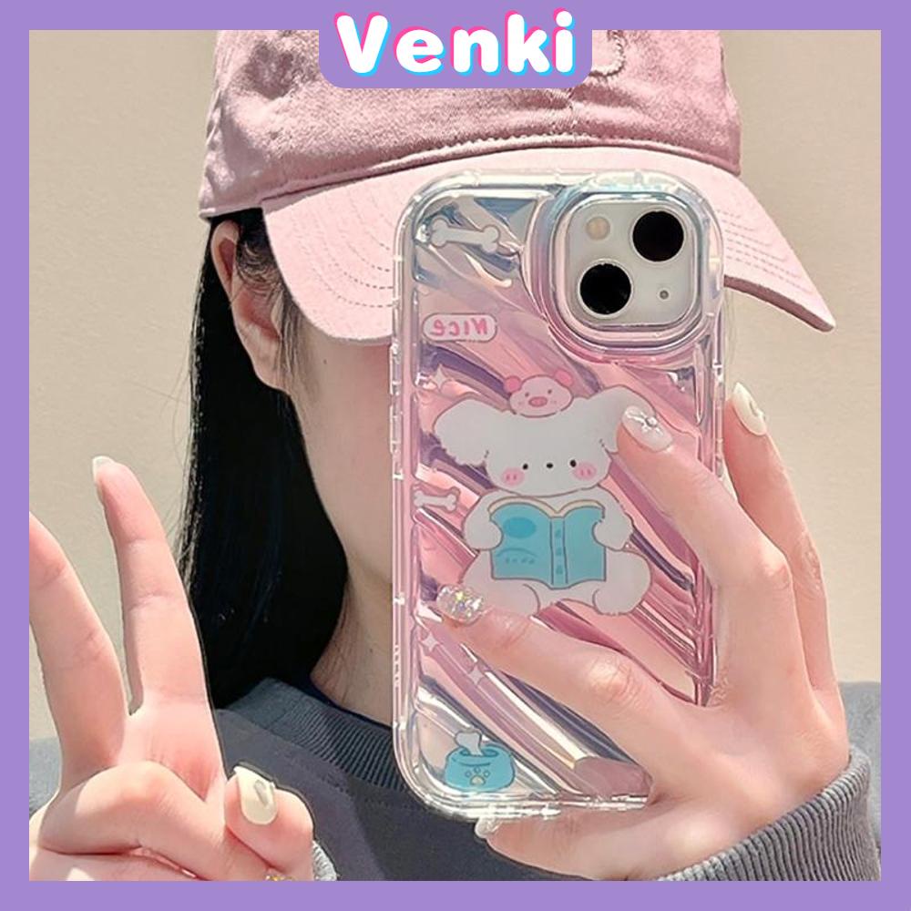 VENKI - Untuk iPhone 11 iPhone Case Laser Reflektif Bening Phone Case TPU Soft Shockproof Airbag Phone Case Cantik Tulip Kompatibel dengan iPhone 14 13 Pro max 12 Pro Max XR 7 8PLus