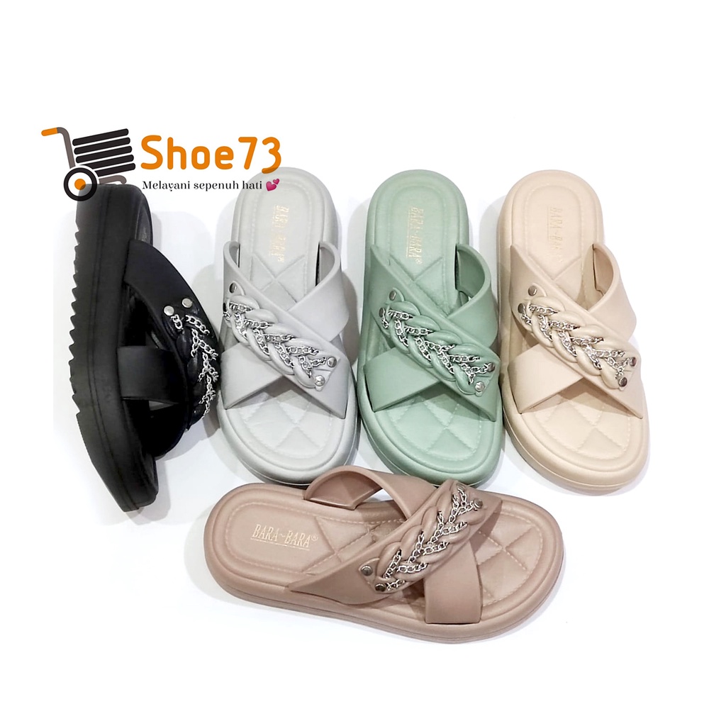 BARA-BARA JSL 2208 V26 NEW SIZE 36-40 ORIGINAL l Sandal Selop Silang Jelly Wanita l Sendal Kokop Cewek Impor