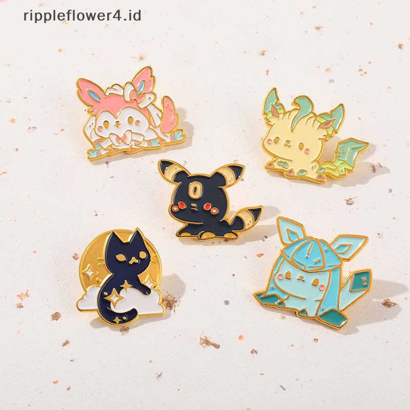 {rippleflower4.id} Kreatif Kartun Lucu Pikachu Kucing monster Kecil Menetes Minyak Paduan Bros~