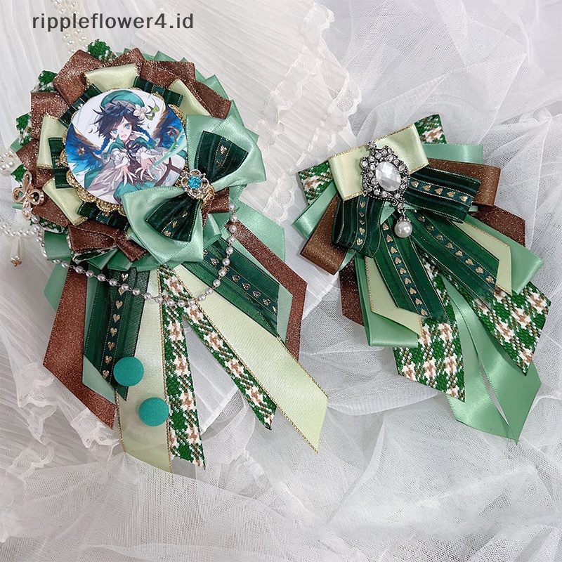 {rippleflower4.id} Anime Badge Holder Sutra Logam Manis Desain Retro Dekorasi Aksesoris Lolita Anime Lencana Pin Bros Pita Bowtie Ransel Badge Holder Tas Aksesoris~