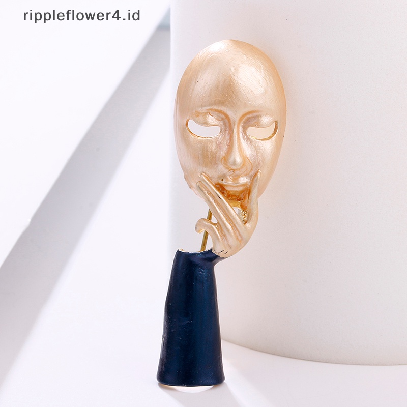 {rippleflower4.id} Fashion Enamel Tangan Wajah Bros Kerah Klip Lencana Pin Wanita Pria Perhiasan Hadiah~