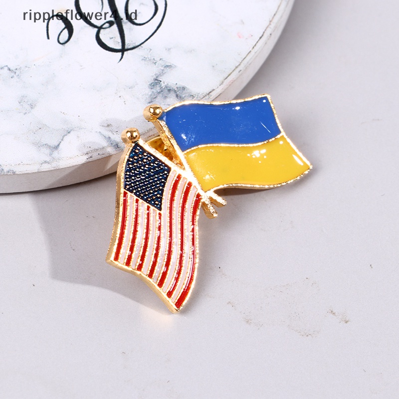 {rippleflower4.id} Pin Bendera Ukraina Pin Bros Pin Negara Patriotik Dan Eropa USA Pin~