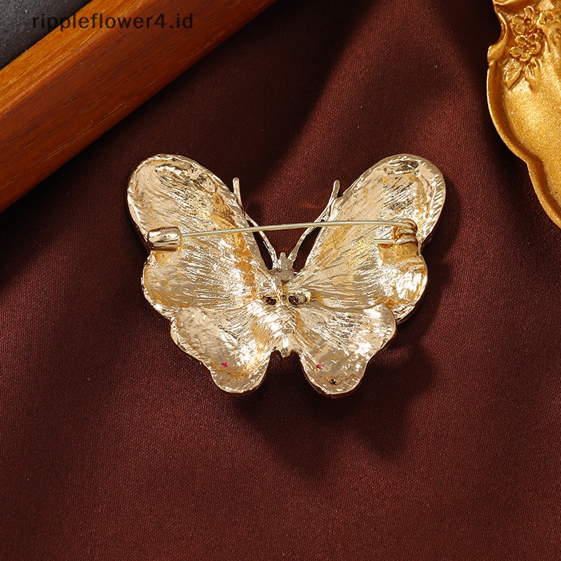 {rippleflower4.id} Bros Kupu-Kupu Berlian Imitasi Warna-Warni Berkilau Fashion Pesta Serangga Kantor Bros Pin Perhiasan Hadiah~