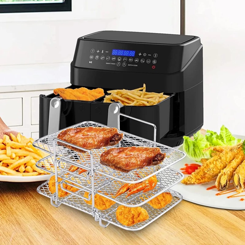 Rak Roasting Stainless Steel Multi-Layer/ Air Fryer Dehydrator Rack/ Aksesoris Panggangan Barbekyu Berkemah Luar Ruangan