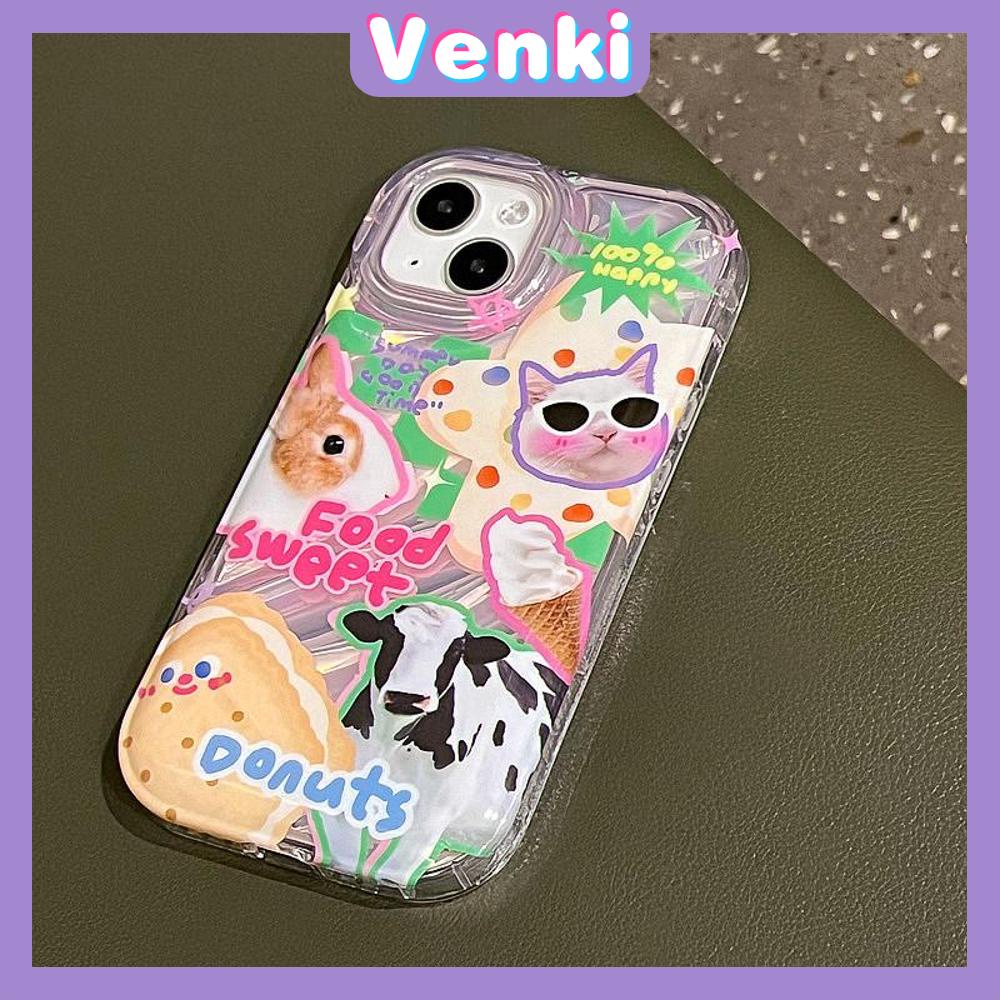 VENKI - Untuk iPhone 11 iPhone Case Laser Reflektif Transparan Ponsel Case TPU Lembut Shockproof Airbag Lucu Kreatif Kartun Kompatibel dengan iPhone 14 13 Pro max 12 Pro Max XR XR 7 8