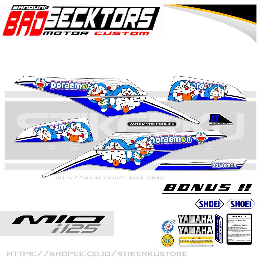 MIO i 125 STOCK DECALS / STRIPING MIO M3 /Z / 125/ DORAEMON 1