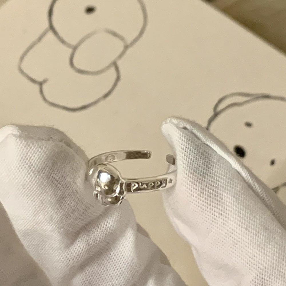 Mxbeauty Lucu Puppy Cincin Fashion Manis Pasangan Perhiasan Niche Desain Surat Pribadi Ukiran Jari Cincin